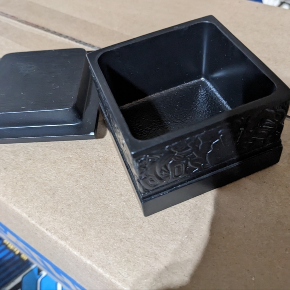 Vintage Native Square Trinket Box | Intricate Carved Design | Pewter | Boma - Picture 3 of 4